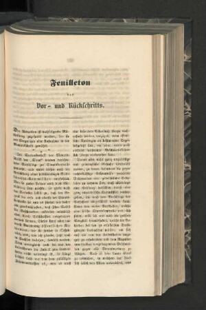 Feuilleton des Vor- und Rückschritts.