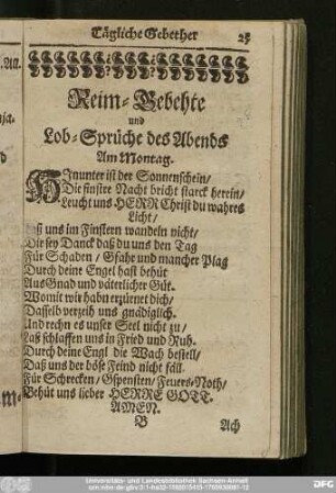 Reim-Gebehte und Lob-Sprüche ...