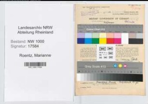 Entnazifizierung Marianne Roentz, geb. 04.03.1899 (Krankenschw.)