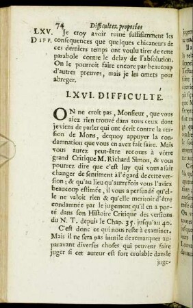LXVI. Difficulté. - LXVII. Difficulté.