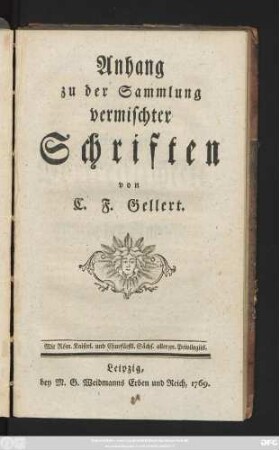 Anhang zu der Sammlung vermischter Schriften