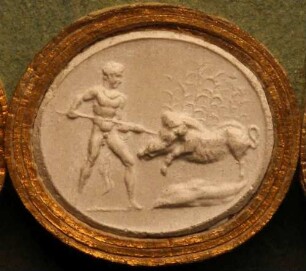 Meleager tötet den Kalydonischen Eber (Daktyliothek, Zweites Historisches Tausend)