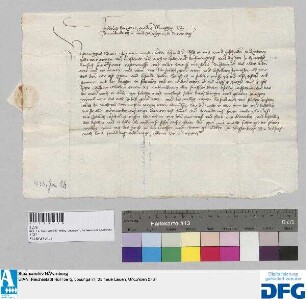 Markgraf Friedrich von Brandenburg sagt der Nürnberger Kaufmannschaft zur Frankfurter Fastenmesse sicheres Geleit zu.