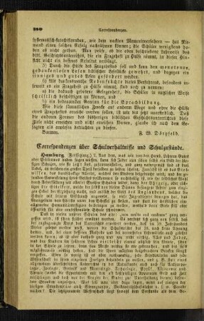 Correspondenzen über Schulverhältnisse und Schulzustände