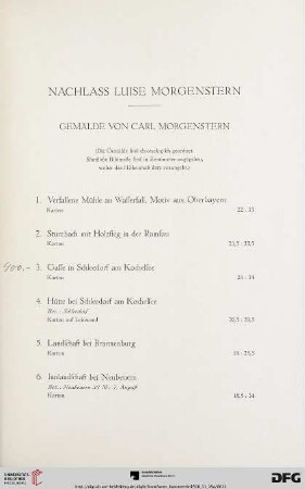 9-23Gemälde von Carl Morgenstern (Nr.1-118)