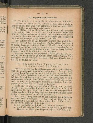 IV. Begegnen und überholen