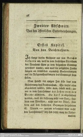 Zweiter Abschnitt. Von den öffentlichen Gottesverehrungen