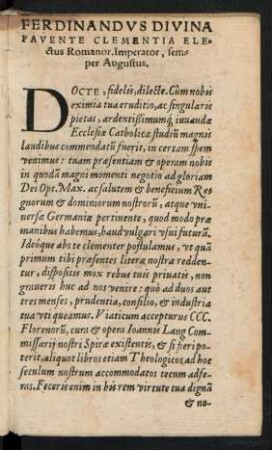 Ferdinandus Divina Favente Clementia Electus ...
