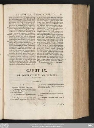 Caput IX. De Imperatoriae Maiestatis Auspicio.