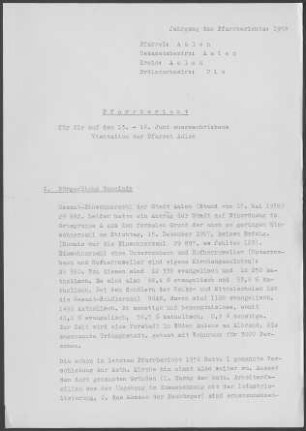 Aalen: Pfarrbericht 1958