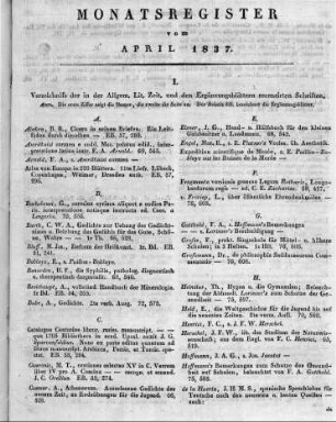Monatsregister April