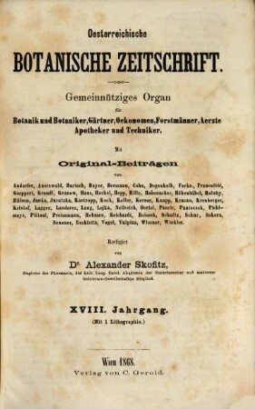 Österreichische botanische Zeitschrift. 18. 1868