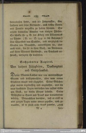 Sechzehntes Kapitel. Von Luthers Fähigkeiten, Denkungsart und Gelehrsamkeit