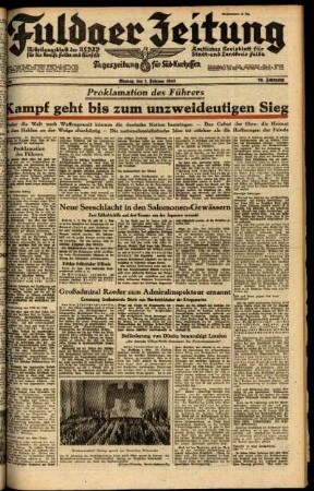 Ausgabe vom Montag, den 01. Februar 1943.