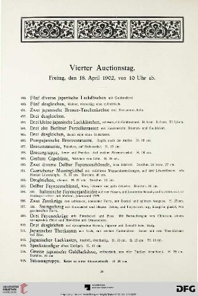 Vierter Auctionstag. Freitag, den 18. April 1902, von 10 Uhr ab (Nr. 489-666)