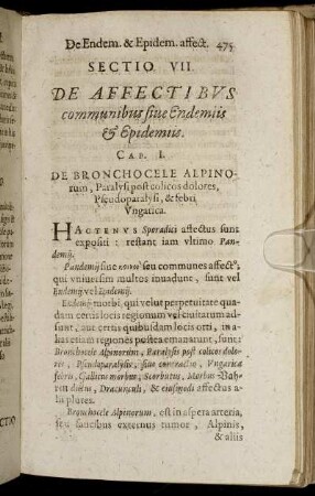 Sectio VII. De Affectibus communibus siue Endemiis & Epidemiis.