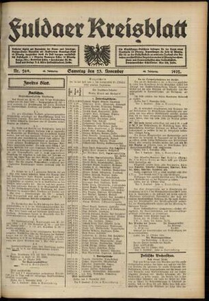 Zweite Ausgabe vom Samstag, den 23. November 1912.