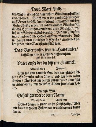 Das Vater unser/ wie ein Hausvater/ dasselbige seinem Gesinde auffs einfeltigest fürhalten sol.