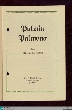 Palmin, Palmona : eine Aufklärungsschrift