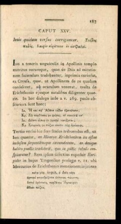 Caput XXV. Ionis quidam versus corriguntur. [...].