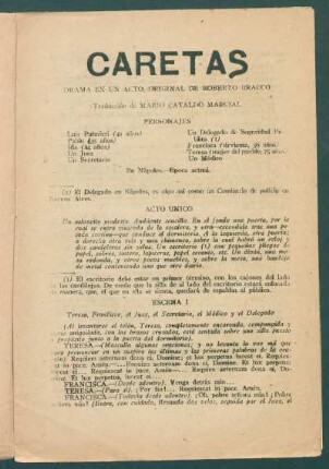 1920012400: Caretas : drama en un acto