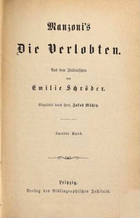 Manzoni's Die Verlobten, 2