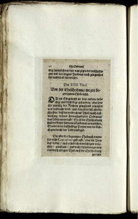 Der XIIII. Titul. Von der Ehescheidung wegen begangenen Ehebruchs
