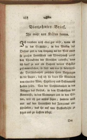 Vierzehnter Brief. Ihr müßt eure Kräften kennen.