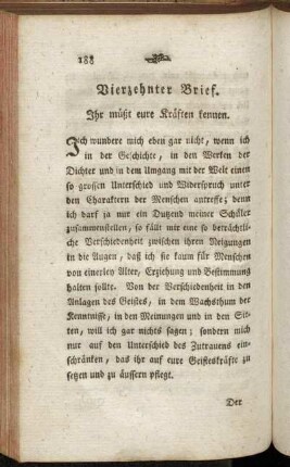 Vierzehnter Brief. Ihr müßt eure Kräften kennen.