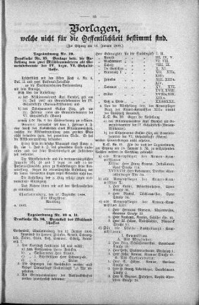Vorlagen welche nicht für die Oeffentlichkeit bestimmt sind., 18. Januar 1899