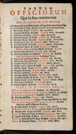 6r-10r, Tabula Officiorum - Duae Tabellea