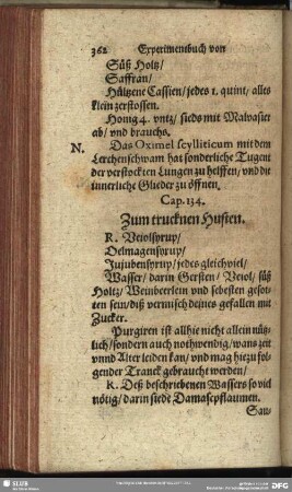Cap. 134. Zum trucknen Husten