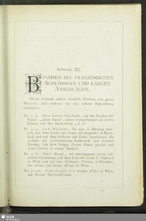 Schrank XI. Büchsen mit französischen Schlössern und langen Anschlägen