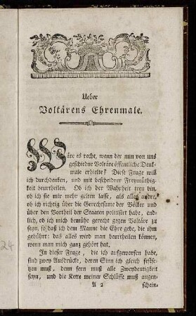 Ueber Voltärens Ehrenmale