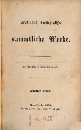 Sämmtliche Werke : Wohlfeile vollständige Original-Ausgabe, 5