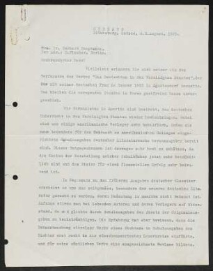 Brief von Albert Bernhard Faust an Gerhart Hauptmann