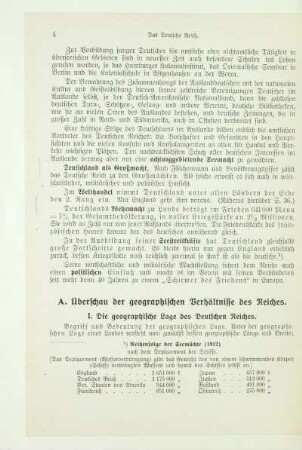A. Überschau der geographischen Verhältnisse des Reiches