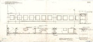 Fischer, Theodor; Heilbronn; Stadt-Theater - Garderobentisch für Parkett (Grundriss, Ansichten, Schnitt)
