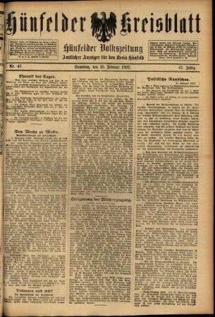 Ausgabe vom Samstag, den 25. Februar 1922.