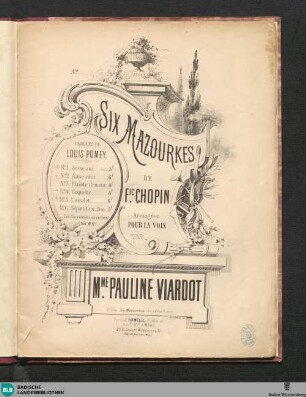 Six mazourkes de F.ic Chopin : arrangées pour la voix