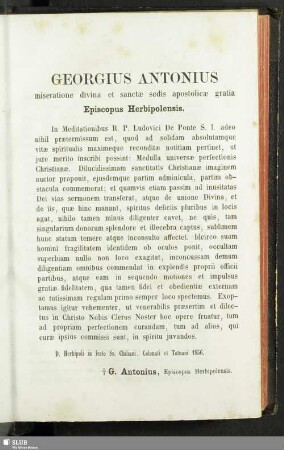 Georgius Antonius miseratione divina et sanctae sedis apostolicae gratia Episcopus Herbipolensis