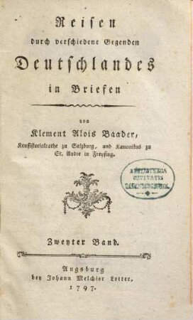 Reisen durch verschiedene Gegenden Deutschlandes in Briefen, 2