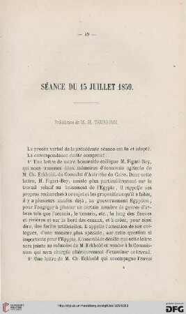 Séance du 15 juillet 1859