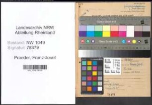 Entnazifizierung Franz Josef Praeder , geb. 15.12.1921 (Lehrer)