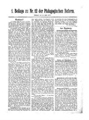 Rektor ? : 1. Beilage zu Nr. 12 der Pädagogischen Reform