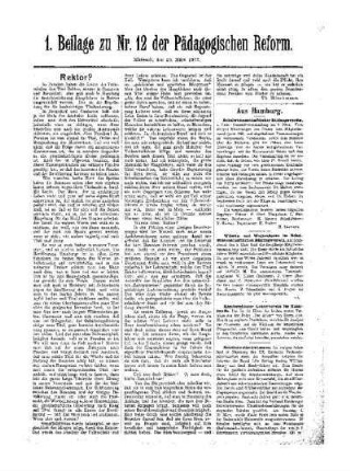 Rektor ? : 1. Beilage zu Nr. 12 der Pädagogischen Reform