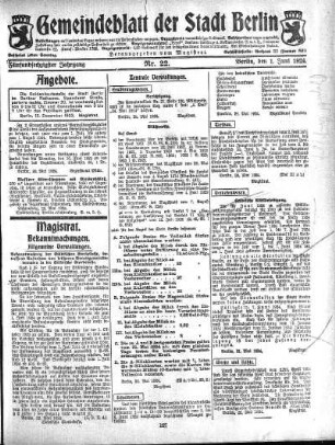 1924,22: Nr. 22, 1. Juni 1924