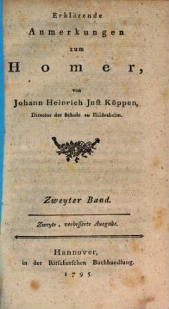 Erklärende Anmerkungen zum Homer, Zweyter Band