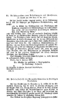 Präclusivfrist für Recursbeschwerden in streitigen Bausachen : [I. Allgemeine Verhältnisse der Behörden und Beamten]