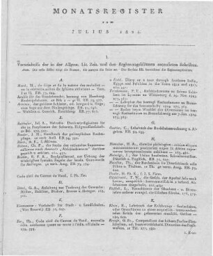 Monatsregister vom Julius 1824